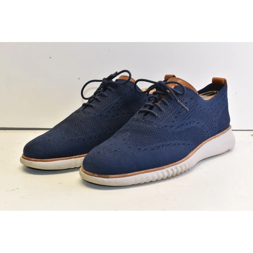 Cole Haan 2.Zerogrand Stitchlite Wingtip Oxfords Navy Blue Mens 8.5M Dress Shoes